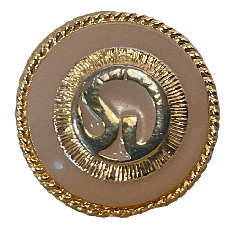 St. John Knits 15/16”Replacement Button Round Gold Cream Enamel SJ Shank